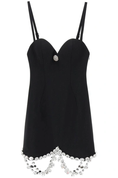 Area Draped Crystal-embellished Minidress In Black