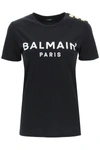 Balmain Button-embossed Logo Cotton T-shirt In Black