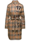 BURBERRY BEIGE VINTAGE TRENCH COAT WITH CHECK-PRINT ALL-OVER IN COTTON WOMAN