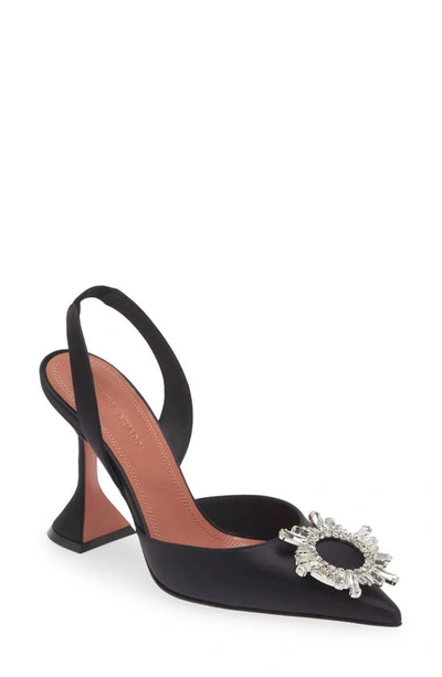 Amina Muaddi Begum 95 Embellished Velvet Slingback Pumps In Black