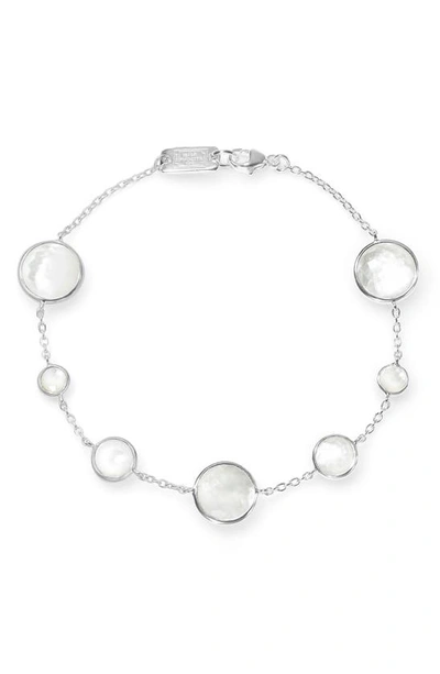 Ippolita Sterling Silver Lollipop Mother-of-pearl & Clear Quartz Crystal Doublet Chain Bracelet In White/silver
