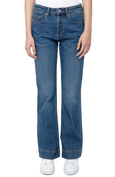 Zadig & Voltaire Zadig&voltaire Womens Brut Emile Wide-leg Mid-rise Stretch-denim Jeans In Medium_blue