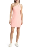 Beyond Yoga Your Mind One-shoulder Space Dye Minidress In Electric Peach Heather
