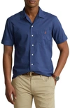 Polo Ralph Lauren Piece-dyed Linen Classic-fit Short-sleeve Shirt In Newport Navy