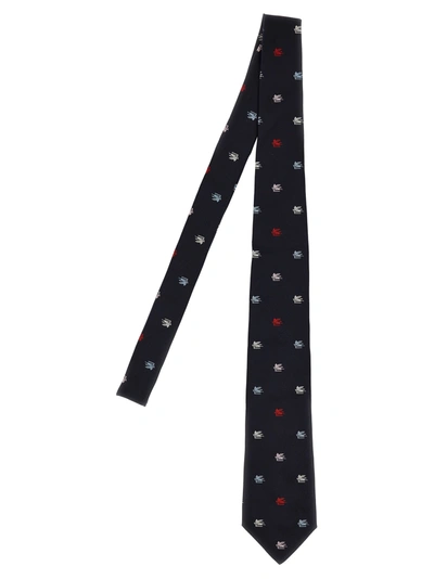 Etro Pegaso-motif Tie In Blue