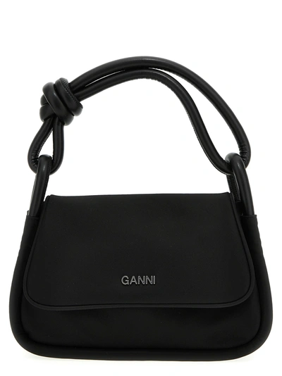 Ganni Knot Flap Over Shoulder Bag Shoulder Bags Black