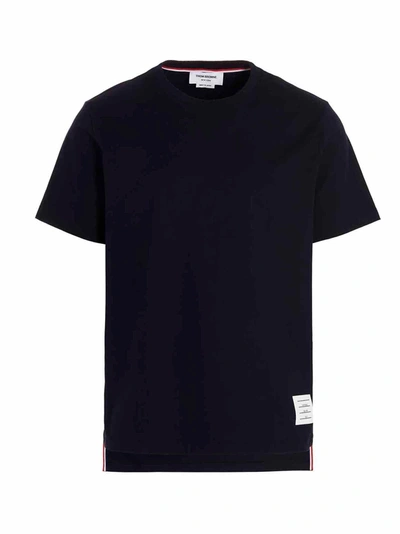 Thom Browne Cotton Name Tag T-shirt In Navy