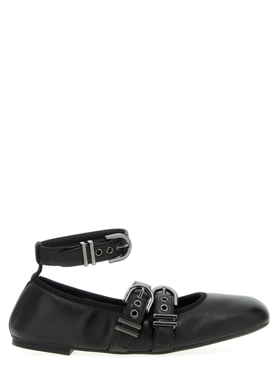 Stuart Weitzman Maverick Leather Ballerina Shoes In Black