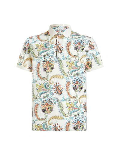 Etro Jacquard-poloshirt Mit Floralen Paisleymustern In White