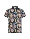 ETRO ETRO NAVY JACQUARD POLO SHIRT WITH FLORAL PAISLEY DESIGNS