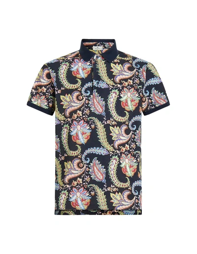 Etro All-over Paisley-print Polo Shirt In Blue