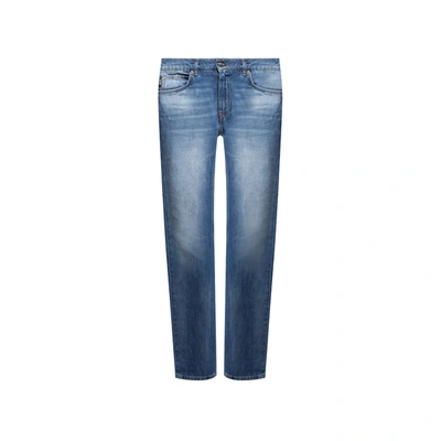 Versace Cotton Logo Denim Jeans In Blue