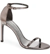 Stuart Weitzman Nudistsong Ankle Strap High-heel Sandals In Pewter Glass