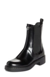 Prada Triangle-logo Chelsea Leather Boots In Black