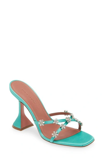 Amina Muaddi Lily Crystal Embellished Slide Sandal In Blue