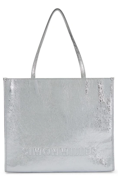 Simon Miller Studio Logo Metallic Leather Tote Bag In Silver