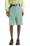 Jacquemus Meio Belted Wool And Cotton-blend Shorts In Khaki