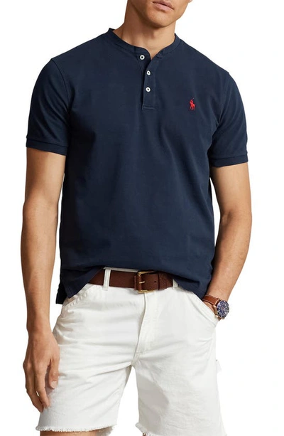 Polo Ralph Lauren Men's Cotton Pique Henley Shirt In Blue