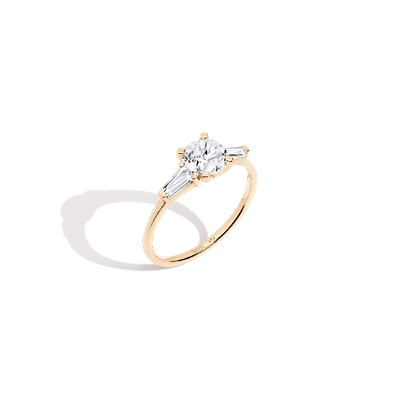 Aurate New York Round Diamond Tapered Baguette Diamond Ring (natural Diamond) In White