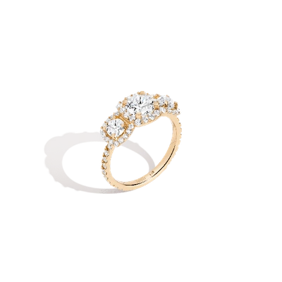 Aurate New York Pavé Round Tri-diamond Ring (natural Diamond) In White