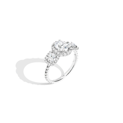 Aurate New York Pavé Oval-cut Tri-diamond Ring (natural Diamond) In White