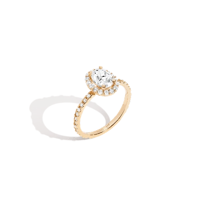 Aurate New York Pavé Oval-cut Halo Diamond Ring (natural Diamond) In White