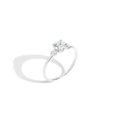 Aurate New York Round Tri-diamond Ring (natural Diamond) In White