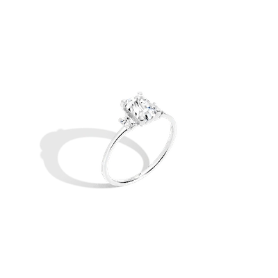 Aurate New York Emerald-cut Tri-diamond Ring (natural Diamond) In White