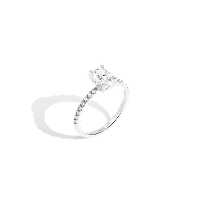 Aurate New York Pavé Oval-cut Solitaire Diamond Ring (natural Diamond) In White