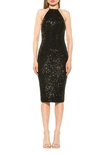 Alexia Admor Letitia Halter Sequin Midi Cocktail Dress In Black