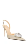 Mach&mach Triple Heart Glitter Pointed Toe Slingback Pump In Champagne