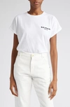 Balmain Flocked Logo T-shirt In Bianco