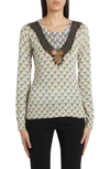 Etro Cashmere-blend Patterned Crewneck Top In 0250 - Azzurro