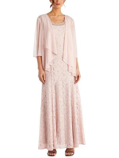 R & M Richards Womens Jacket Maxi Evening Dress In Pink