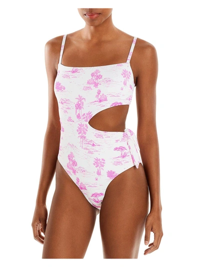 Aqua Swim Womens Cut-out Beachwear One-piece Swimsuit In Pink