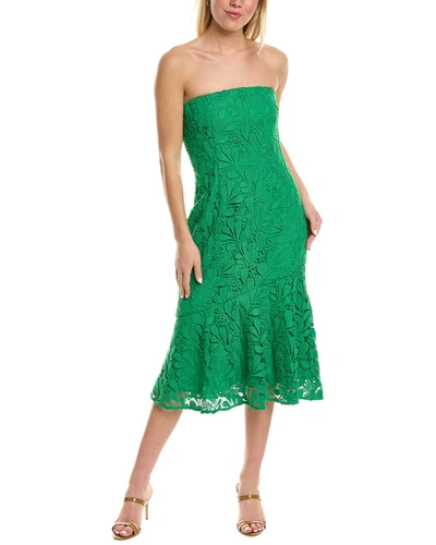 Amur Strapless Guipure Lace Midi Dress In Green