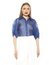 Alexia Admor Billie Floral Button-up Shirt In Blue
