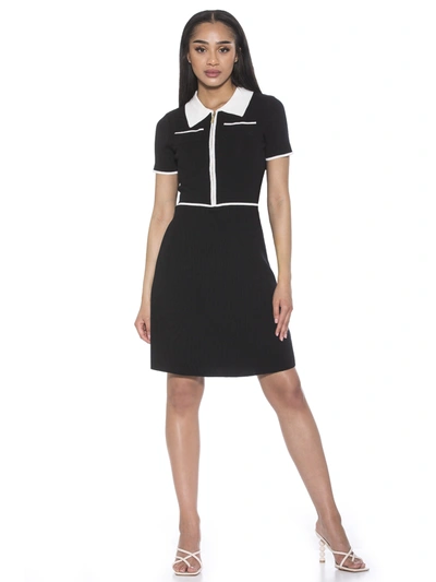 Alexia Admor Francine Collared Short Sleeve Knit Dress In Black