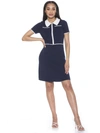 Alexia Admor Francine Collared Short Sleeve Knit Dress In Navy