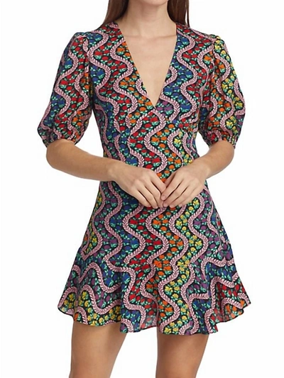 Rhode Ruby Gathered Printed Crepe De Chine Mini Dress In Multi | ModeSens