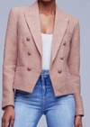 L Agence Brooke Double Breasted Crop Blazer In Pink
