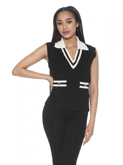 Alexia Admor Michelle Cable Knit Sweater Vest In Black