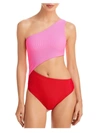 BEACH RIOT CELINE WOMENS COLORBLOCK ONE SHOULDER ONE-PIECE SWIMSUIT