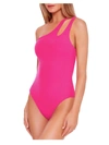 BECCA BY REBECCA VIRTUE PUCKER UP WOMENS ONE-SHOULDER BACK TIE ONE-PIECE SWIMSUIT