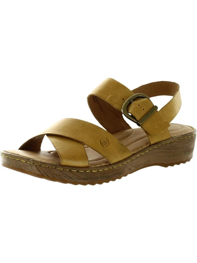Born Aida Womens Distressed Comfort Wedge Sandals In Yellow