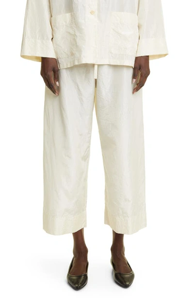 The Row Hypnos Crop Silk Pants In Off White