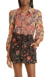 Ulla Johnson Philipa Ruffle Silk Blouse In Coral Bloom