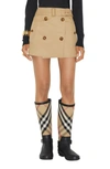 Burberry Gabardine Mini Trench Skirt In Soft Fawn