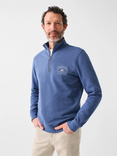 Faherty Charleston Long-sleeve Terry Quarter Zip In Faded Navy