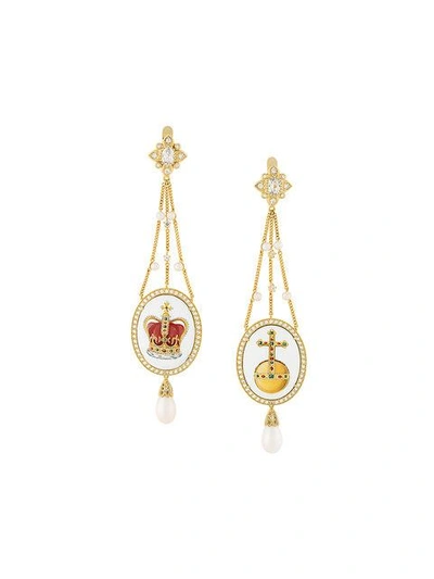 Axenoff Jewellery Crown & Sovereign's Orb Drop Earrings In Metallic